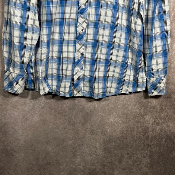 Mecca Since Day One Shirt Mens Large Blue Plaid Button Up Long Sleeve Streetwear - Picture 3 of 9
